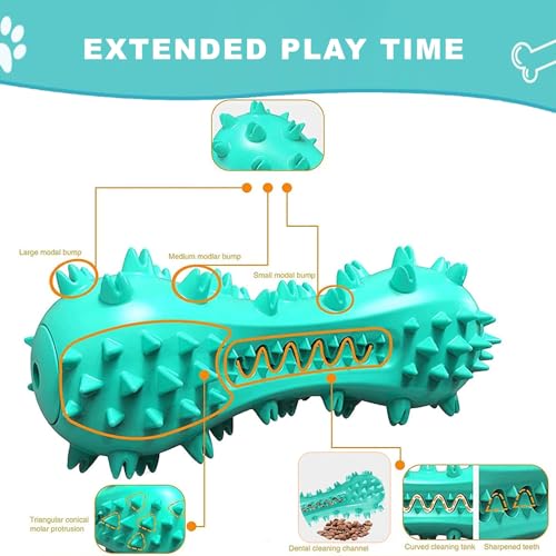 Dog Teeth Cleaning Toy for Training, Playing, Chewing - Squeaky Toys for Aggressive Chewers - Toothbrush Stick Bone for Medium Large Dogs (Blue) - size: Blue