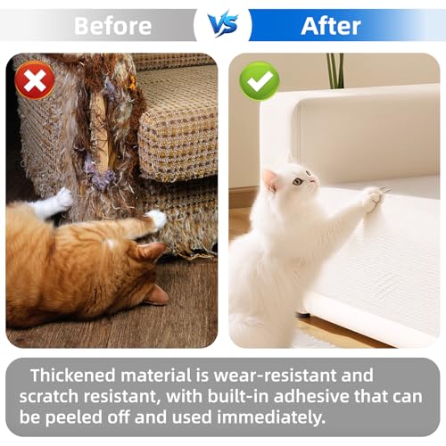 Cat Scratch Furniture Protector,Trimmable Self-Adhesive Cat Scratch Pad,DIY Wall Climbing Cat Scratcher Couch Protector from Cat Claws Scratching Mat Indoor 78.7x11.8in(Beige) - color: Beige