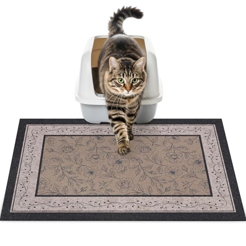 Cat Litter Mat Trapping Rug 24"x15",Litter Box Mat for Floor, Non-Slip Waterproof Backing, Soft Mesh Easy to Clean Pet Mat for Cat, Brown - color: Brown, size: 24"X15"