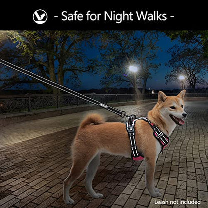 PoyPet No Pull Dog Harness, No Choke Front Lead Dog Reflective Harness, Adjustable Soft Padded Pet Vest with Easy Control Handle for Small to Large Dogs(Pink,S) - color: Pink, size: S