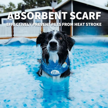 ALL FOR PAWS Dog Cooling Bandana, Cooling Bandanas for Medium Dogs, Dog Cooling Neck Wrap, Cooling Scarf for Dogs, Blue Ice Dog Neck Cooler for Summer (M) - size: Medium