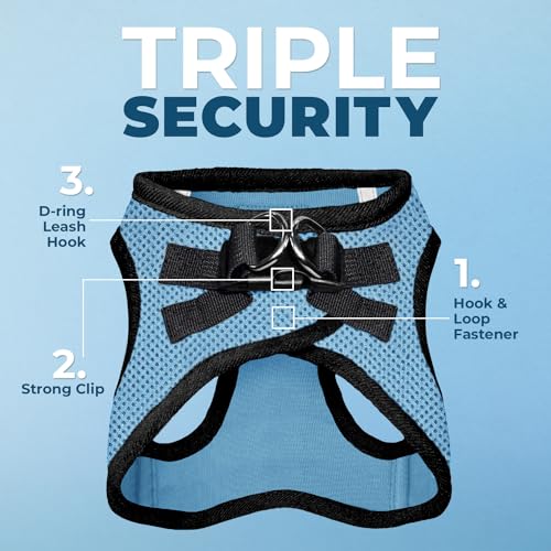 Best Pet Supplies Voyager Step-in Air All Weather Mesh Harness and Reflective Dog 5ft Leash Combo with Neoprene Handle, for Small, Medium and Large Breed Puppies - Set (Baby Blue/Black Trim), XXXS - color: Harness Leash Bundle (Baby Blue/Black Trim), size