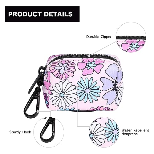 Dog Poop Bag Holder Leash Attachment, Waste Bag Dispenser Zippered Pouch, Fits Any Leash, Includes Free Roll of Bags, 2 Pack, Colorful Daisy - color: Colorful Daisy