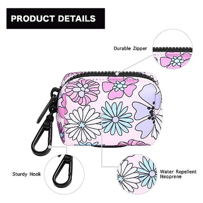 Dog Poop Bag Holder Leash Attachment, Waste Bag Dispenser Zippered Pouch, Fits Any Leash, Includes Free Roll of Bags, 2 Pack, Colorful Daisy - color: Colorful Daisy