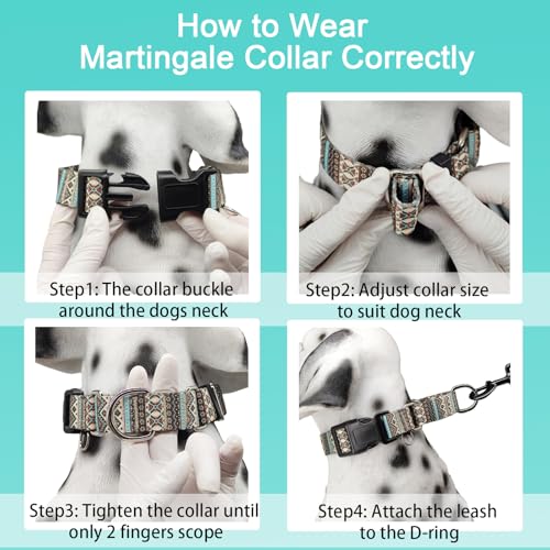 Martingale Dog Collar with Buckle Tribal Design Adjustable Escape Proof Pet Collars (Aztec, Medium) - color: Aztec, size: Medium