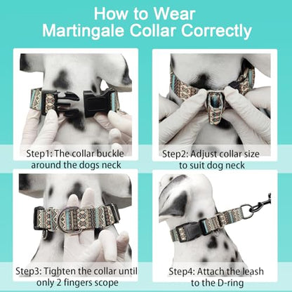 Martingale Dog Collar with Buckle Tribal Design Adjustable Escape Proof Pet Collars (Aztec, Medium) - color: Aztec, size: Medium