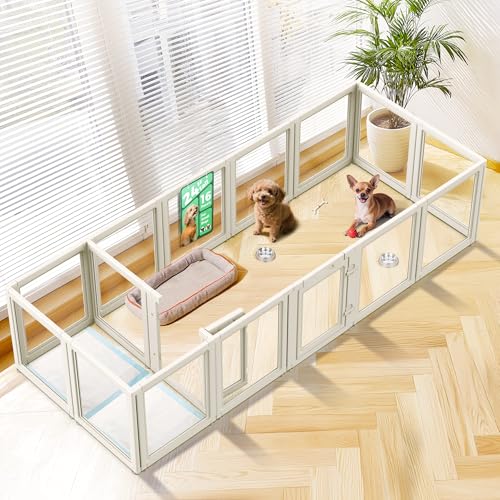 FXW AuraSpace Acrylic Indoor Dog Playpen for Puppies and Small Dogs, 24 Inch, 16 Panels, White - color: White, size: 24"H