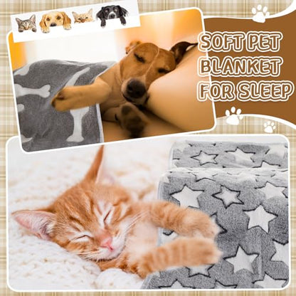 HunnmingRe 6 Pcs Puppy Blankets for Small Dogs Super Soft Flannel Pet Washable Blankets with Cute Paw Print 23x16'' Warm Sleep Mat for Dogs Puppy Cat