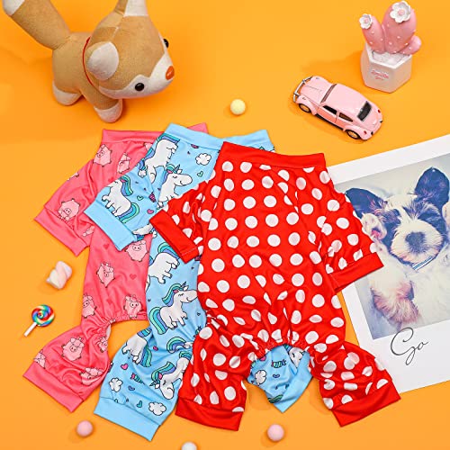 3 Pieces Dog Pajamas Puppy Soft Pets Clothes Dog Jumpsuit for Small Medium Large Pets Cute Apparel Bodysuits for Girl and Boy, 3 Styles(S Fits 3.3-5.5 lbs) - size: S Fits 3.3-5.5 lbs