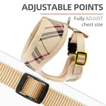 PUPTECK Soft Mesh Dog Harness Small Sized and Leash Set Pet Puppy Cat Comfort Padded Vest No Pull Harnesses, Beige, XS - color: Beige, size: XS (NECK: 10", CHEST: 10"-14")