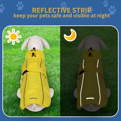 Waterproof Dog Raincoat with Reflective Strip, Adjustable Breathable Rain Coat Jacket with Leash Hole for Dogs (Light Green, Small) - color: Light Green, size: Small