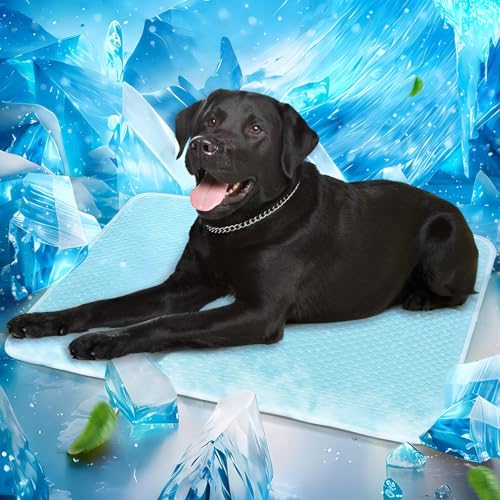Mora Pets Dog Cooling Mat Instant Self Cooling Pad for Dogs & Cats Breathable Washable Summer Pet Cool Mat Indoor Outdoor, Cold Blanket for Floor Crate Car Travel Use Non Slip XLarge 48 x 30 inch Blue - color: Light Blue, size: 48'' x 30'' (X-Large)