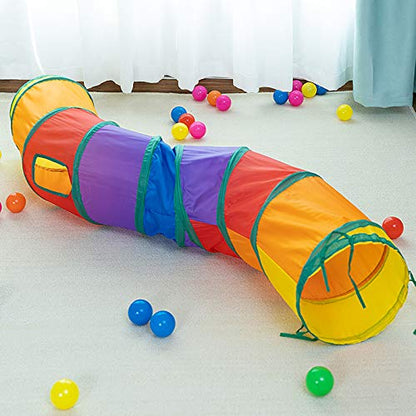 iCAGY Cat Tunnel for Indoor Cats Interactive, Rabbit Tunnel Toys, Pet Toys Play Tunnels for Cats Kittens Rabbits Puppies Crinkle Pop Up Rainbow 47" Shape S - color: Rainbow