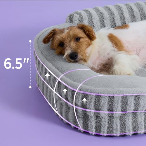 LE SURE Cute Dog Bed Medium Size Dog, Orthopedic Waterproof Medium Pet Beds with Sides, High Back Non-Slip Bottom and Egg-Crate Foam Pet Couch Sofa with Washable Removable Cover, Grey - color: Grey, size: 28.0"l X 23.0"w X 6.5"th