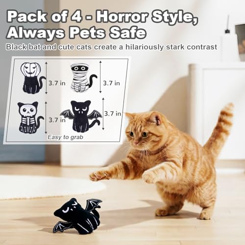 Retro Shaw Catnip Toys, 4 Pack, Horror Goth Cat Toys for Indoor Cats Kitten, Crinkle Interactive Cat Nip Kitty Toys for All Breeds (3.7 Inches) - size: 3.7 Inches