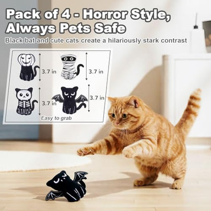 Retro Shaw Catnip Toys, 4 Pack, Horror Goth Cat Toys for Indoor Cats Kitten, Crinkle Interactive Cat Nip Kitty Toys for All Breeds (3.7 Inches) - size: 3.7 Inches