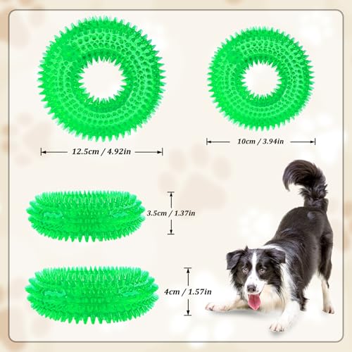 Andiker Squeaky Dog Toy, Safe TPR Chewable Dog Toys for Teeth Grinding&Cleaning Dog Fetch Toys for Enhancing Interactivity Outdoor Suitable for All Dog Sizes Puppy’s and Dogs (Large Green) - size: Large Green
