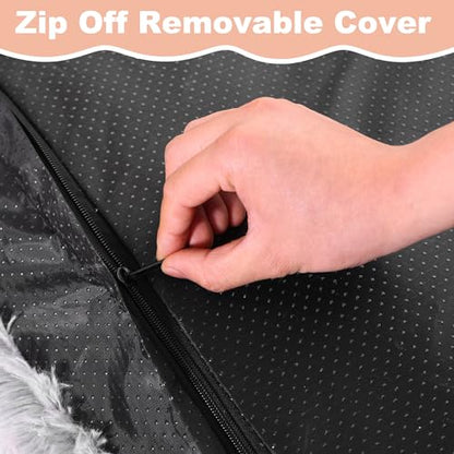 Bedfolks Waterproof Crate Bed, Plush Dog & Cat Bed with Removable Washable Cover, Faux Fur Kennel Pad, 21"x13", Grey - color: Grey, size: X-Small(21x13'')