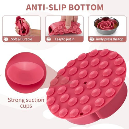 Slow Feeder Dog Bowls Insert, Animire Soft Silicone Slow Eating Dog Food Bowl for Small, Medium and Large Dogs, Compatible with Regular and Elevated Bowls - color: Rose, size: M