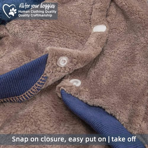 FabriCastle Dog Hoodie Sweater for Small Dogs Boy and Girl, Dog Clothes S XS XXS Puppy Sweatshirt, Pet Outfit, Cat Clothing Super Soft Warm Snap On Closure (Khaki-Navy, XX-Small) - color: Khaki-Navy, size: XX-Small