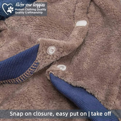 FabriCastle Dog Hoodie Sweater for Small Dogs Boy and Girl, Dog Clothes S XS XXS Puppy Sweatshirt, Pet Outfit, Cat Clothing Super Soft Warm Snap On Closure (Khaki-Navy, X-Small) - color: Khaki-Navy, size: X-Small