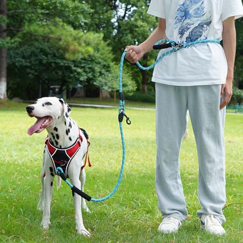 Cymiler Hands Free Dog Leash, 8 Ft Reflective Cross-Body Pet Rope Leashes with Sponge Handle, Heavy Duty Nylon, for Running, Hiking, Training, Waist Leash for Small Medium Large Dogs (Blue) - color: Blue