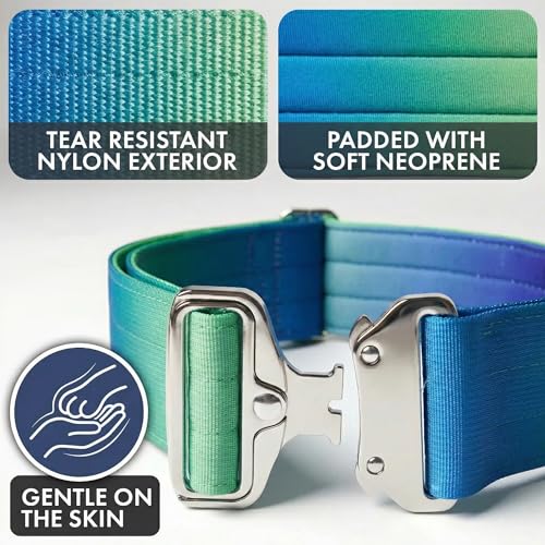 Spark Paws Tactical Dog Collar - Heavy Duty, Premium Quality, Thick and Durable for Large and Medium Dogs - Lime Wave - L - 1.5" - color: Lime Wave, size: L: 21"-26" [1.5" wide]