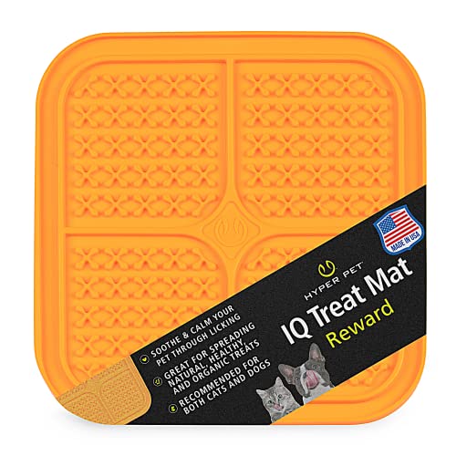 Hyper Pet IQ Treat Lick mat for Dogs, Dog Slow Feeder & Cat Lick mats | Great Alternative to Slow Feeder Bowls & Feeders | Perfect Dog Licking mat, Cat Puzzle & Enrichment Toys - color: Orange, size: Medium
