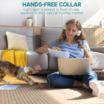 Interactive Cat Toys Laser Pointer Collar for Indoor Cats, Upgraded Automatic Cat Laser Toy with Red Light, Interactive Cat Toys for Bored Indoor Cats