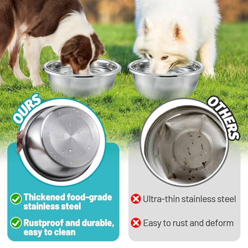 2Pcs 1.3 Gallons Large Dog Bowls - Food Grade Stainless Steel Metal Water Bowl, Ample Capacity & Easy to Clean Food Bowls for Large X-Large Dogs Indoor Outdoor - size: 1.3 Gallons