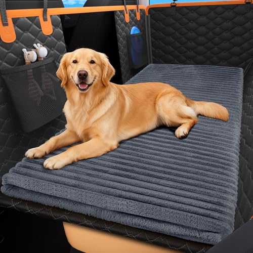 Backseat Pet Bed Mat, Non-Slip Dog Bed for Car Back Seat, Washable Travel Pet Mat with Removable Cover, Dog Seat Covers Protector Fit for Backseat Extenders and Trucks SUVs, 54"x 24.8", Grey - color: Grey