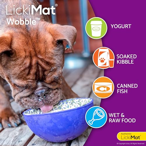 LickiMat Wobble, Dog Slow Feeder Bowl Lick Mat, Boredom Anxiety Reducer; Perfect for Food, Treats, Yogurt, or Peanut Butter. Fun Alternative to a Slow Feed Dog Bowl, Turquoise - color: Turquoise