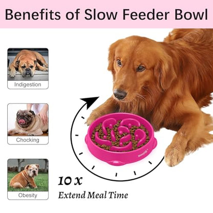 MateeyLife Large Slow Feeder Dog Bowls, Anti-Choking Puzzle Dog Food Bowls, Anti-Slip Interactive Feeding Slow Down Eating, Bloat Stop Maze Dishes for Large Breeds 4 Cups Purple - color: J-Purple, size: Large