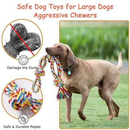 Aitmexcn Dog Rope Toys for Large and Medium Aggressive Chewers, 8 Pack Heavy Duty Dog Rope Toy for Large, Dental Cleaning Chew Toys, Tug Toy for Boredom, 100% Cotton Indestructible Pet Toy - style: 8PCS XXL Rope Toys