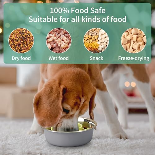 Slow Feeder Dog Bowls Insert, Animire Soft Silicone Slow Eating Dog Food Bowl for Small, Medium and Large Dogs, Compatible with Regular and Elevated Bowls - color: Green, size: L