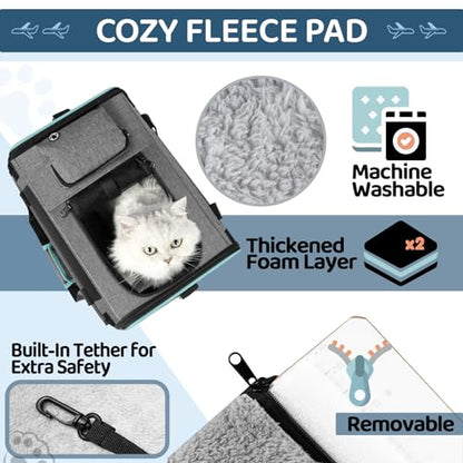 GAPZER Soft-Sided Pet Carrier for Air Travel 18x11x11 Inch - Underseat Cabin Carry Bag for Small Cats & Dogs Under 15 lbs - size: 18"x11"x11"