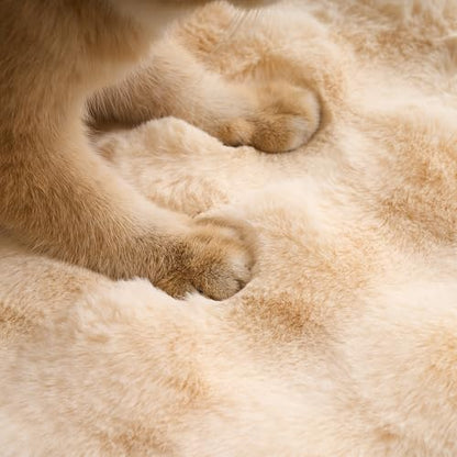 SHENGOCASE 2-Pack 20" Beige Round Faux Rabbit Fur Pet Cat Dog Bed Cushion Pad Mat, Cat Tree Tower Replacement Cushion Pad for Carrier House Cage Crate Kennel Furniture - color: Beige, size: 20"
