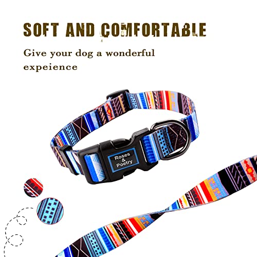Roses&Poetry Dog Collar with Colourful Stripe Patterns, Adjustable Durable Puppy Collars for Small Medium Large Dogs (Stripe-XS) - color: Blue-stripe, size: XS