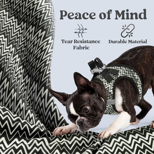 rabbitgoo Small Dog Harness, Step-in Soft Mesh Puppy Vest with Safety Buckle, Breathable Reflective Pet Harness for Small Medium Dogs, Black Zigzag L - color: Black Zigzag, size: L(chest:18.2"-20.5")