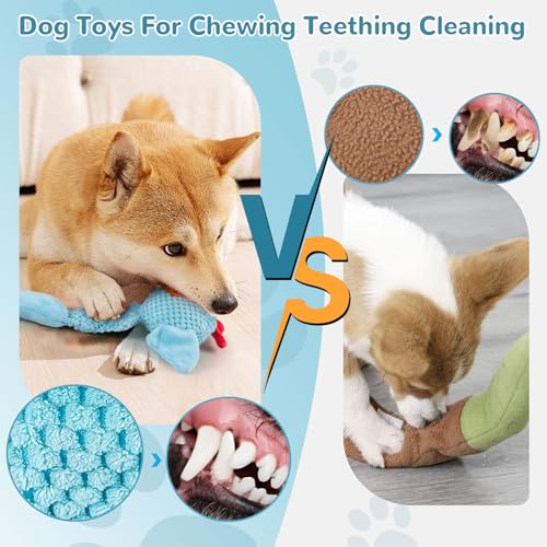 Fuufome Squeaky Dog Toys for Medium and Small Dogs-Interactive Tug of War Toy for Puppy Teething,Great Plush Dog Toy for Dogs to Keep Them Busy - color: sky blue