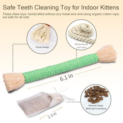 Retro Shaw Cat Toys Chew Ropes with Catnip, 6 Pack, Safe Teeth Cleaning Kitten Toys for Indoor Cats Kitty, Cat Nip Kicker Interactive Pet Toys 6.1 Inches - size: 6.1 in