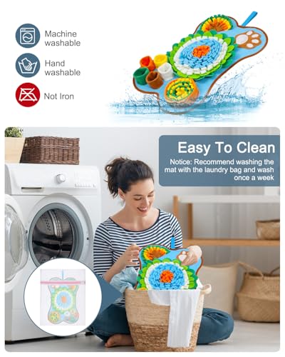 Snuffle Mat for Dogs - 25x17 Inch Slow Feeder & Mental Stimulation Toy with Built-in Squeaker, for Small & Medium Dogs to Relieve Boredom Anxiety, Machine Washable