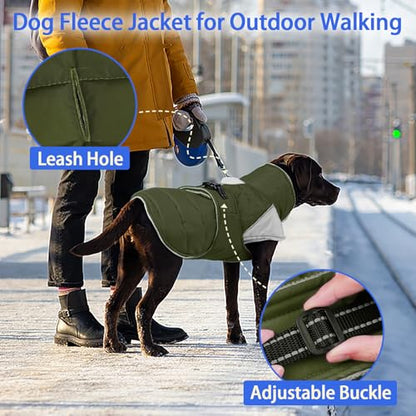 MIGOHI Waterproof Dog Winter Coat - Thick Dog Fleece Jacket with Reflective Strips, Warm Winter Snowsuit Sweater for Small Dogs,Machine Washable,French Bulldog,M,ArmyGreen - color: ArmyGreen, size: Medium