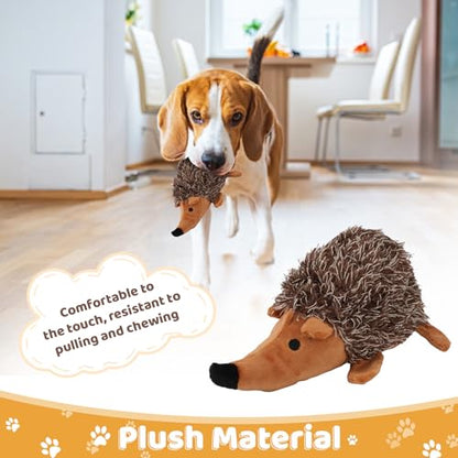 Pilipane Plush Dog Toy, Hedgehog Dog Squeaky Toy, Soft Animal Plush Dog Toothbrush Chew Toy, Interactive Squeaky Hide and Seek Plush Dog Toy, Stuffed Biting Training Playing Toys for Pet Puppy Chewers