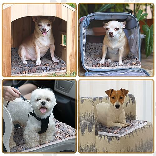 Tuanse 4 Pack Ultra Soft Dog Cat Bed Mat Small Animal Guinea Pig Bed with Cute Print Reversible Fleece Dog Crate Kennel Pad Cozy Washable Thickened Hamster Pet Beds Mat(13 x 19 Inches,Gray) - color: Gray, size: 13 x 19 Inches