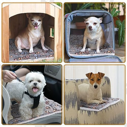 Tuanse 4 Pack Ultra Soft Dog Cat Bed Mat Small Animal Guinea Pig Bed with Cute Print Reversible Fleece Dog Crate Kennel Pad Cozy Washable Thickened Hamster Pet Beds Mat(13 x 19 Inches,Gray) - color: Gray, size: 13 x 19 Inches