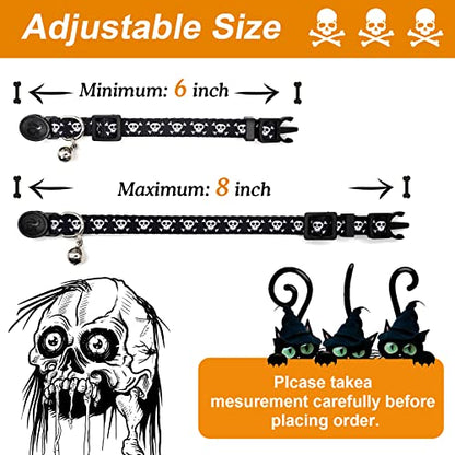 4 Pack Halloween Kitten Collar Breakaway,Quick Release Safe Buckle Adjustable Kitten Collars, Skull Crossbones, Crossbones, Pink Leopard and Blue Leopard - color: 4#Leopard grain, size: Kitten(Neck:6"-8")