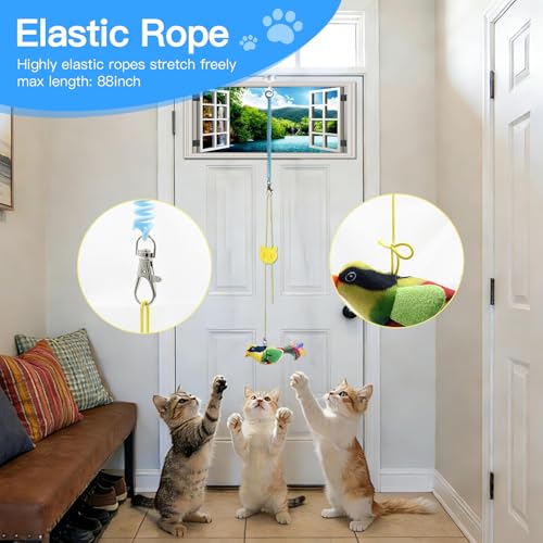 TUGFREE Chirping Bird Cat Toy Set - Interactive Chirping Bird & Squeaky Mouse Toy for Indoor Cats, Motion Activated Kitten Play Toys with Realistic Sound & Feather, 2-in-1 Fun for All Breeds