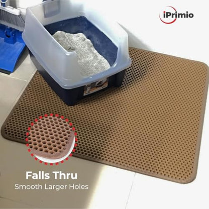 Small Cat Litter Trapper by iPrimio - Litter Mat, EZ Clean Cat Mat, Litter Box Mat Water Proof Layer and Puppy Pad Option. Patented (23"x21" Brown) - style: 23x21 - Brown