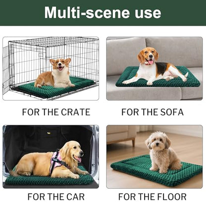 Dog Bed Crate Mat, Soft Durable Washable Anti-Slip Kennel Pad for Dogs & Cats, Reversible (Dark Green, S(24"*18"*1.5")) - color: Dark Green, size: S(24"*18"*1.5")